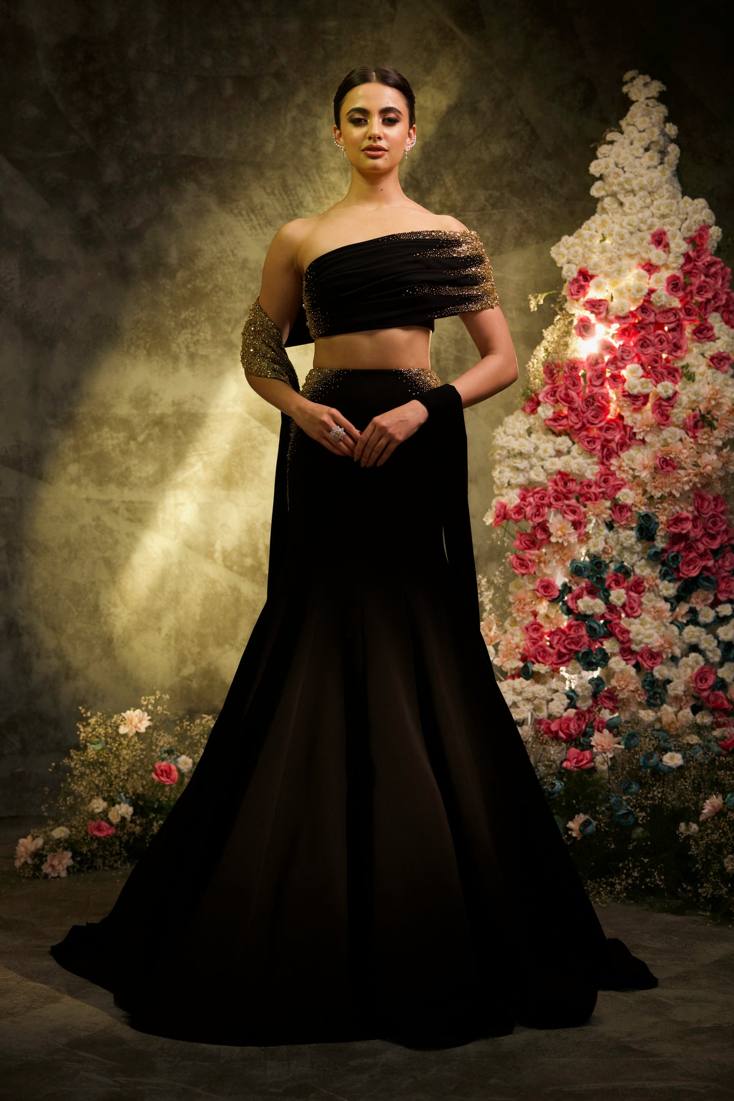 Golden Noir Ombré Mermaid Lehenga Set