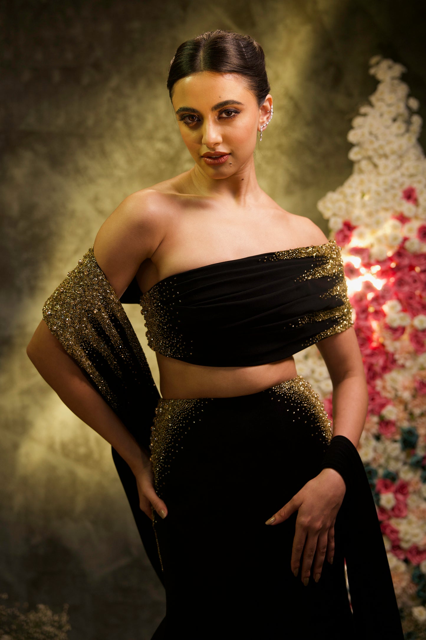 Golden Noir Ombré Mermaid Lehenga Set