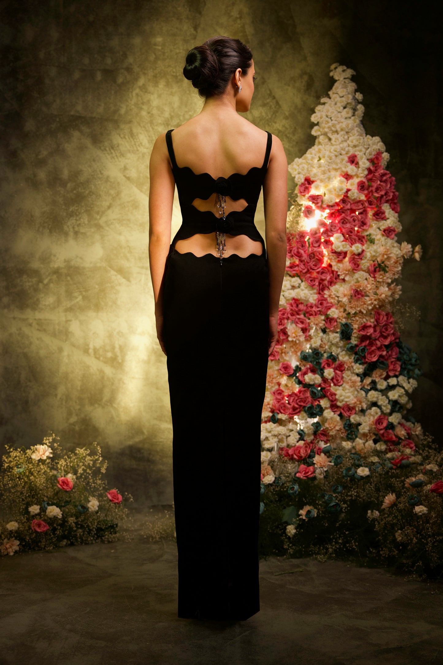 Noir Cut-Out Sleeveless Gown