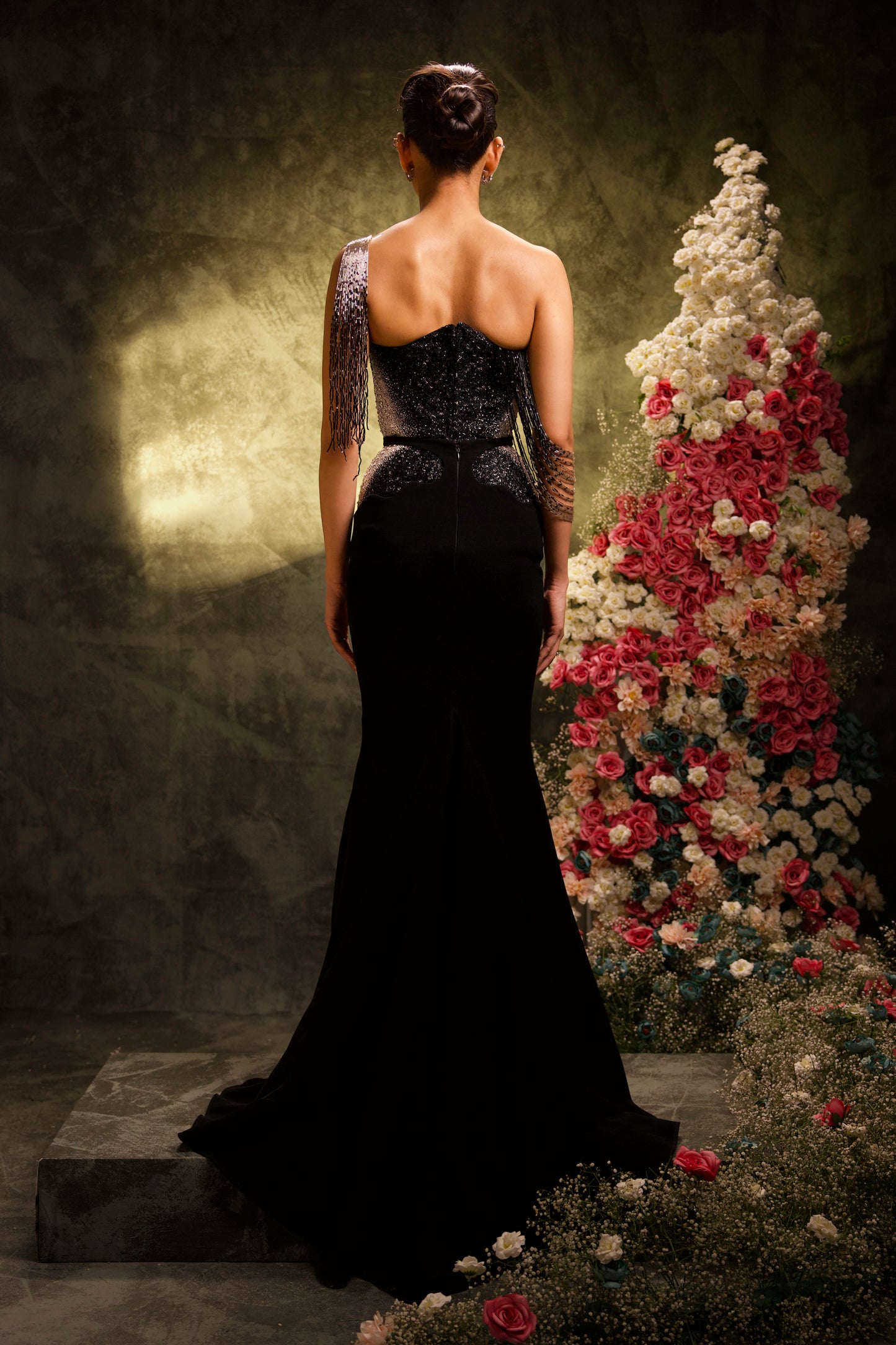 Ombre Embroidered Corset Skirt Set