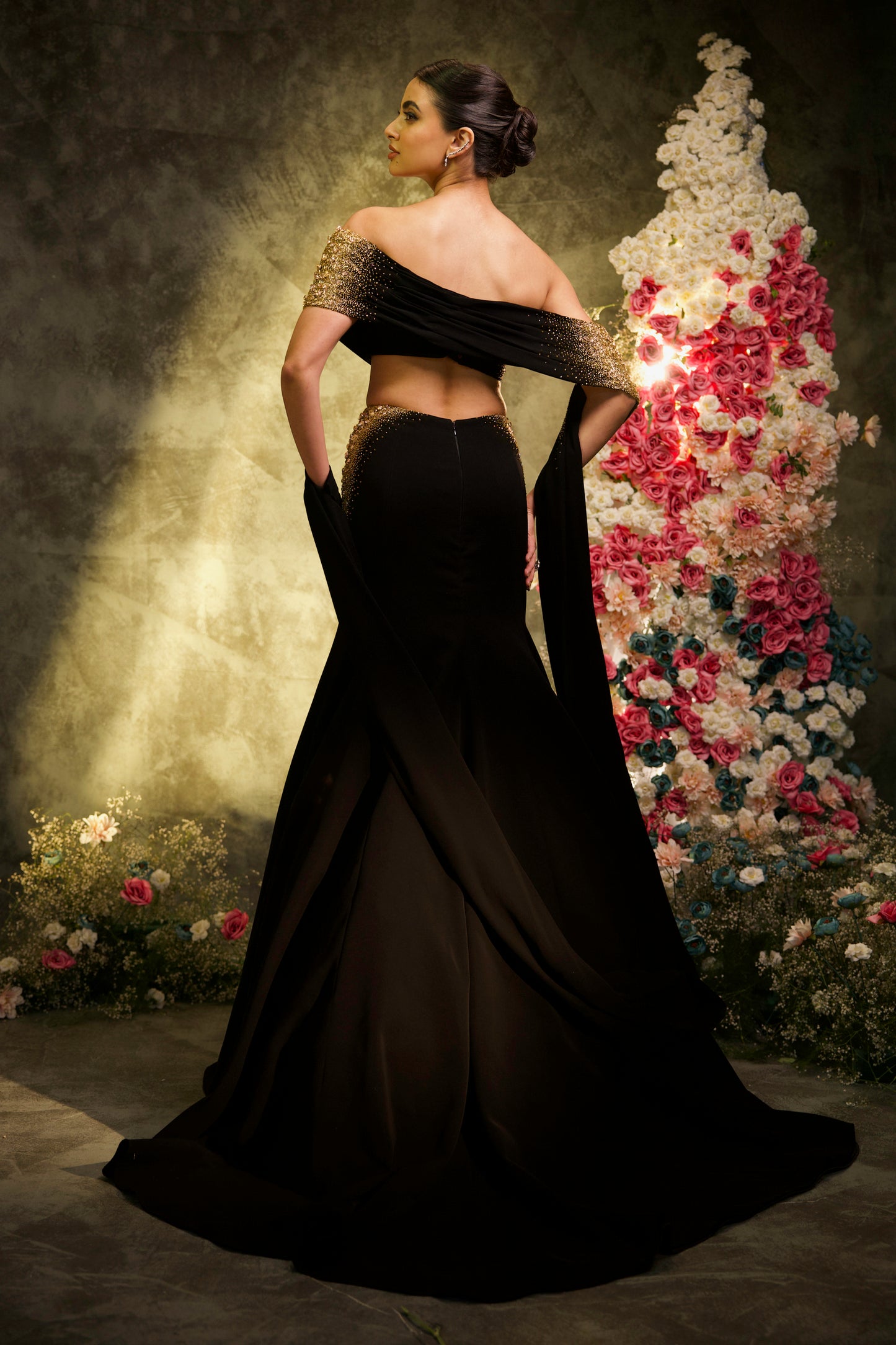 Golden Noir Ombré Mermaid Lehenga Set