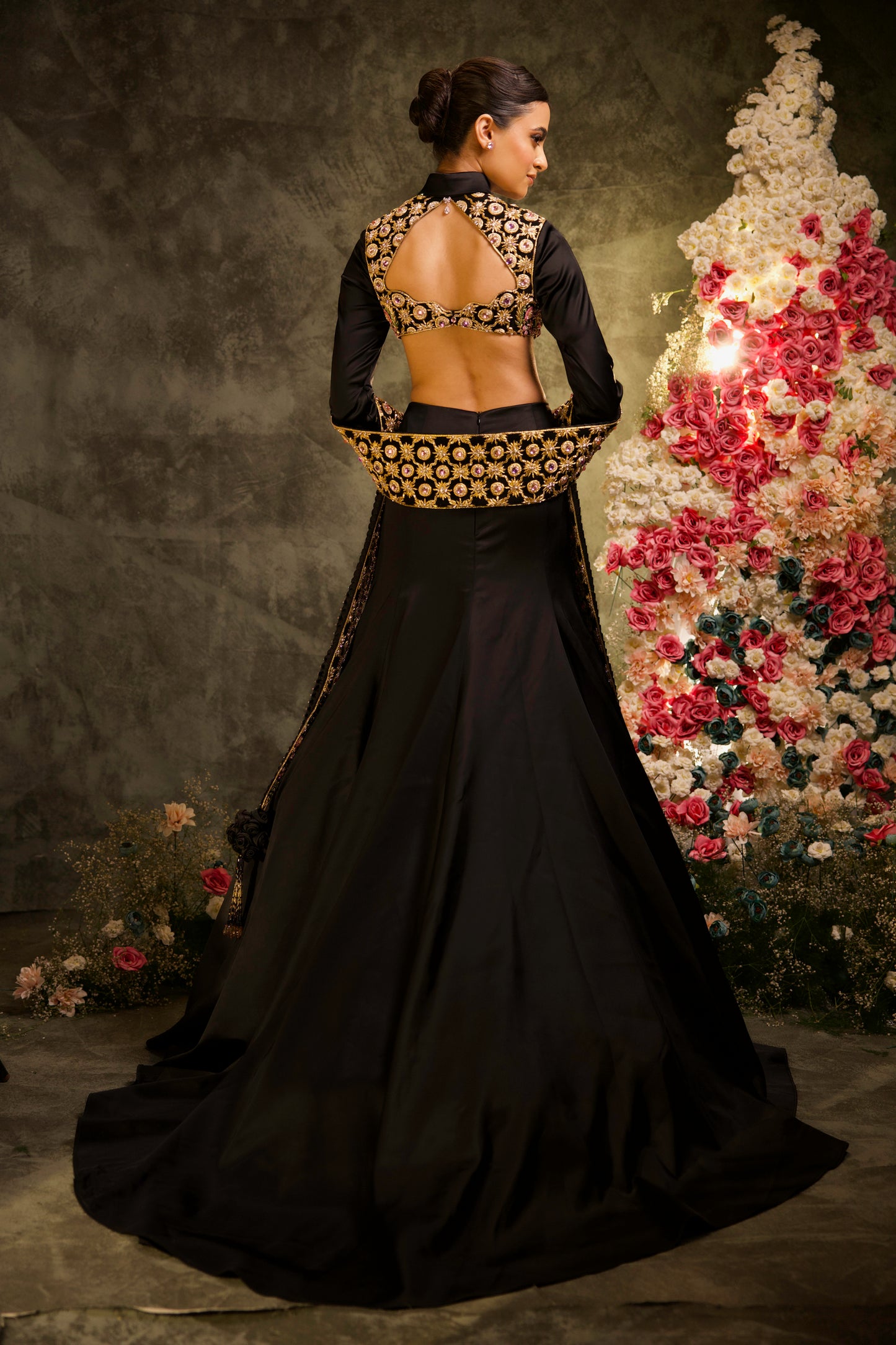 Noir Zari Embroidered Lehenga Set