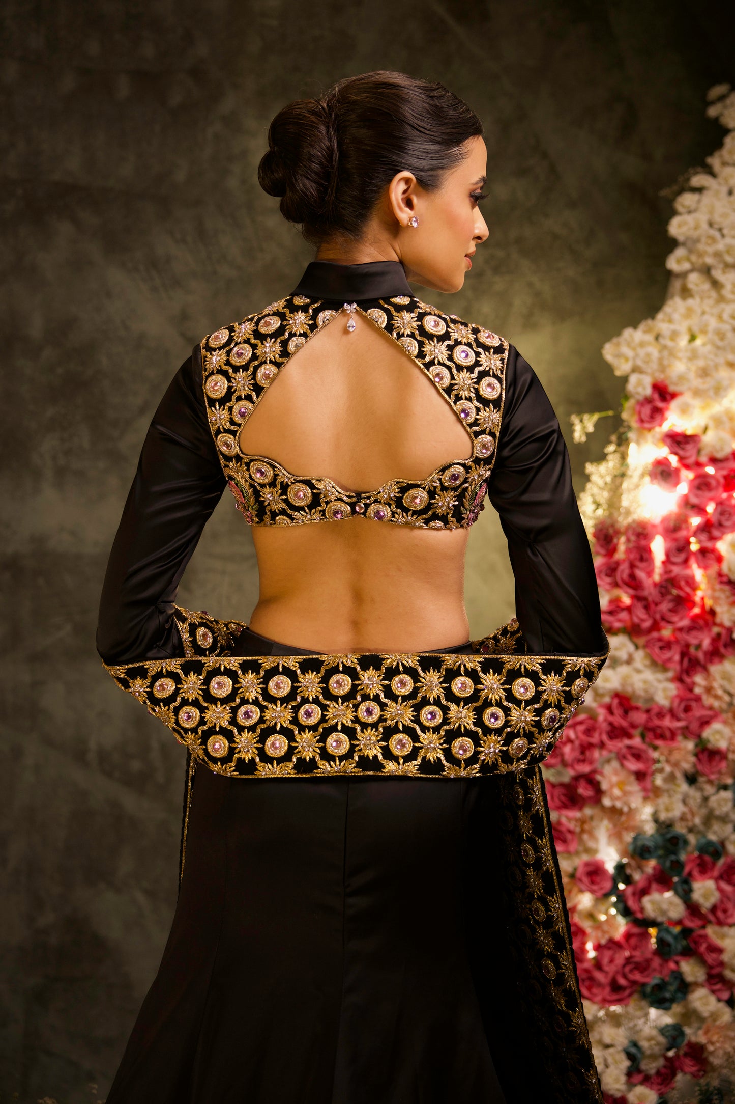 Noir Zari Embroidered Lehenga Set