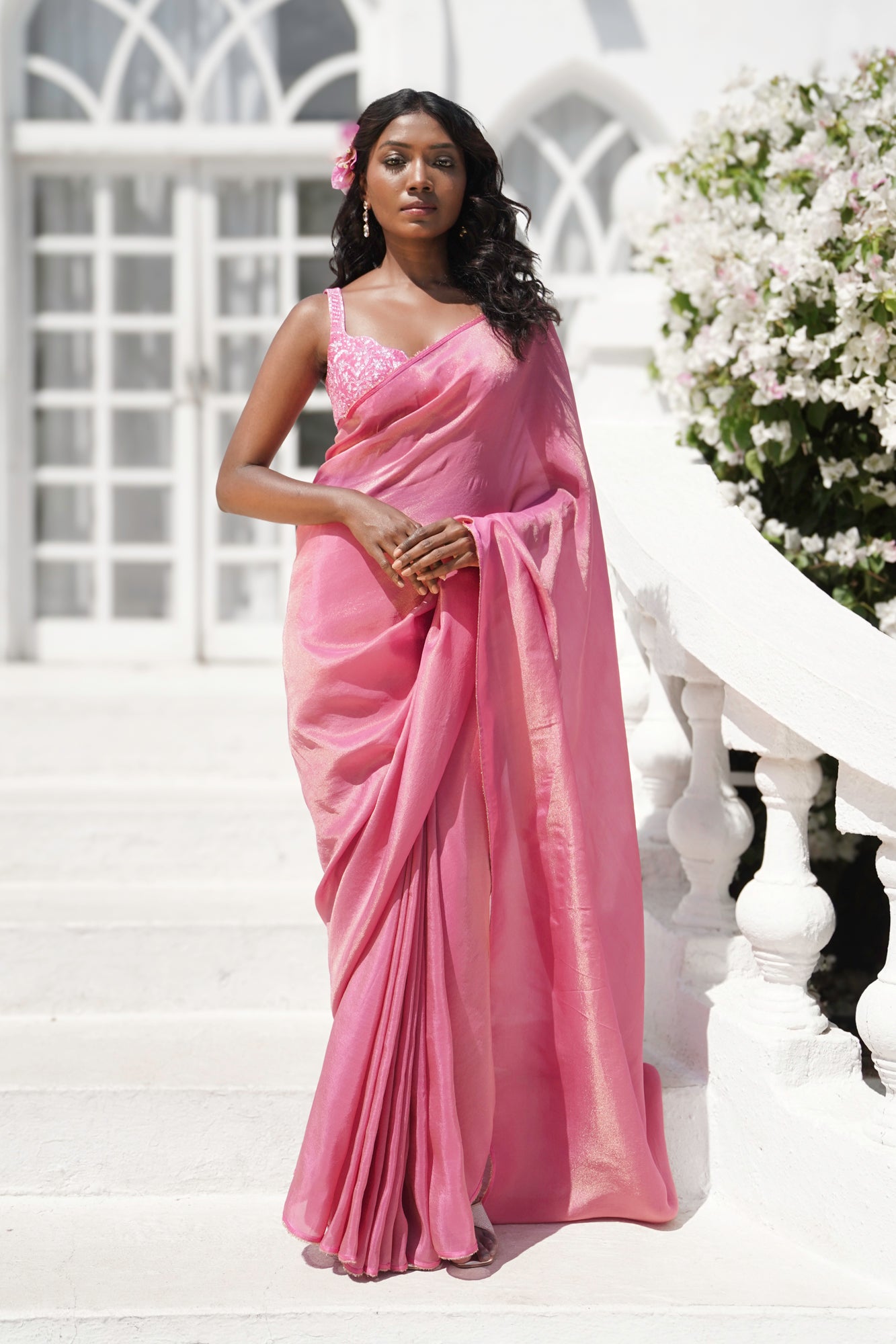 Gulaabi Tissue Silk Saree