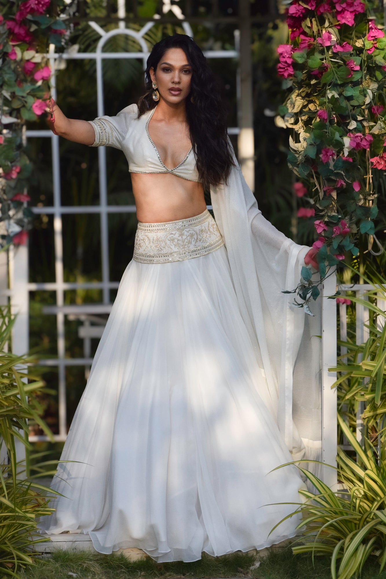 White Georgette Lehenga