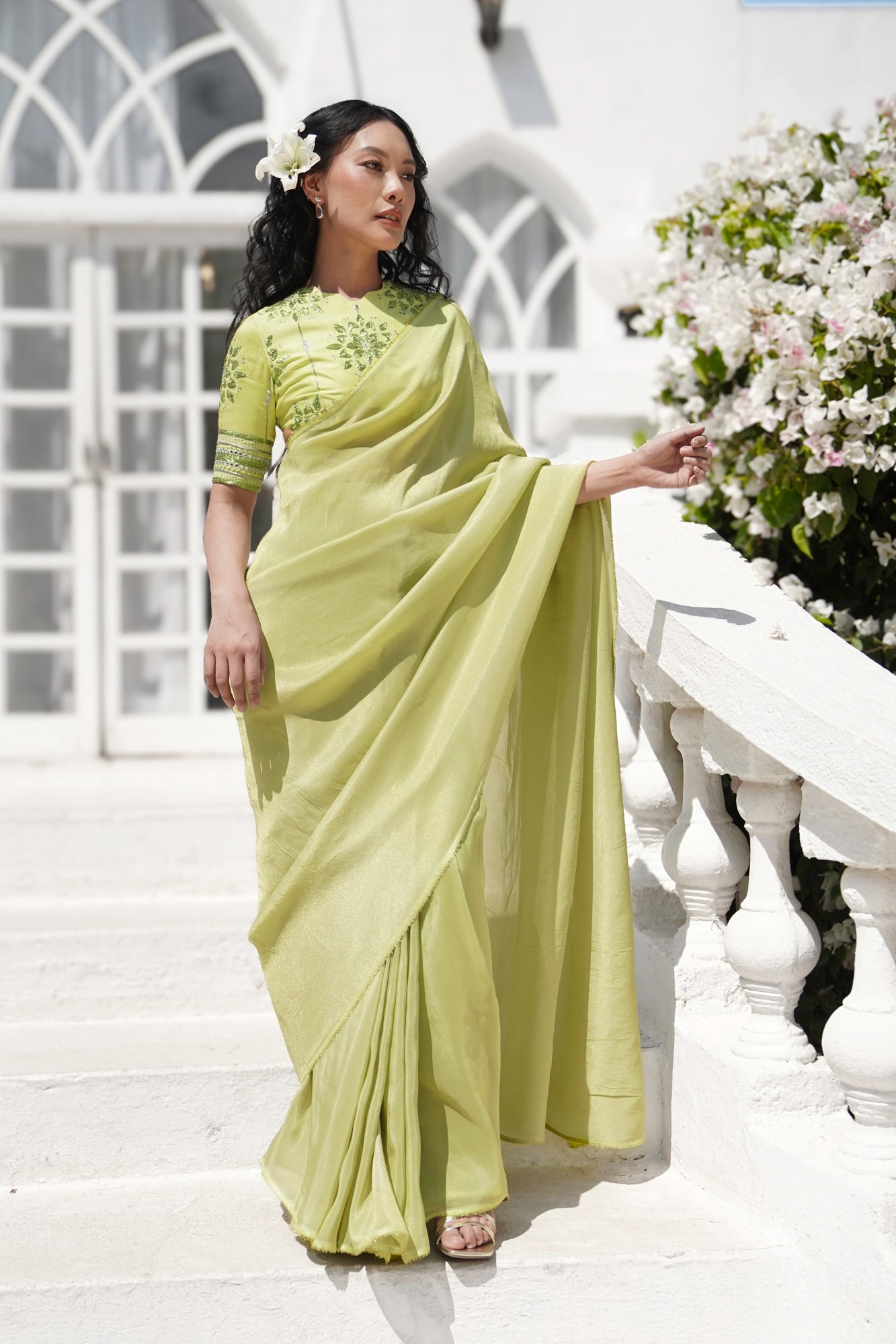 Kaccha Nimbu Tissue Silk Saree