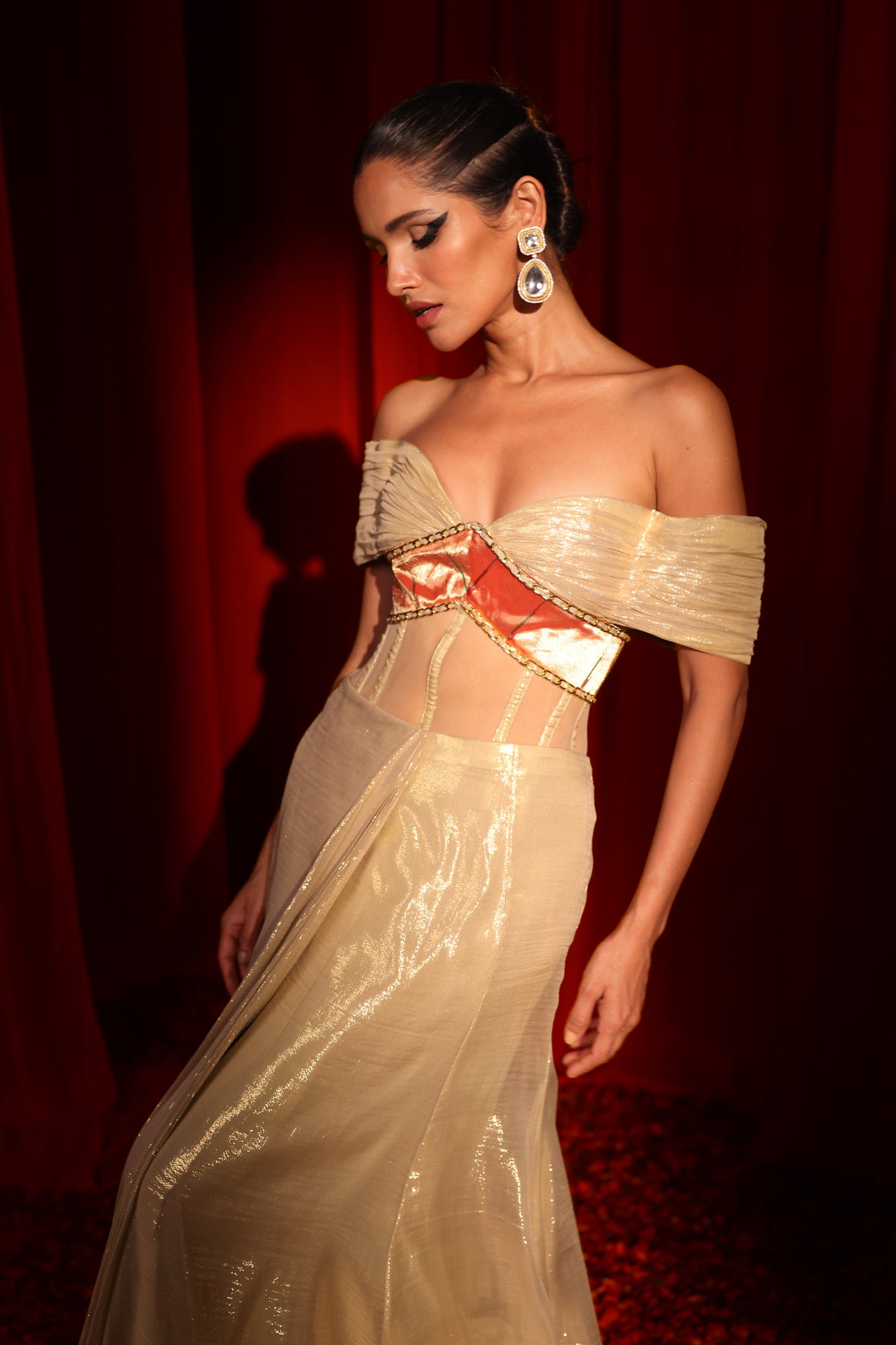 GOLDEN IVORY CORSET-SKIRT SET