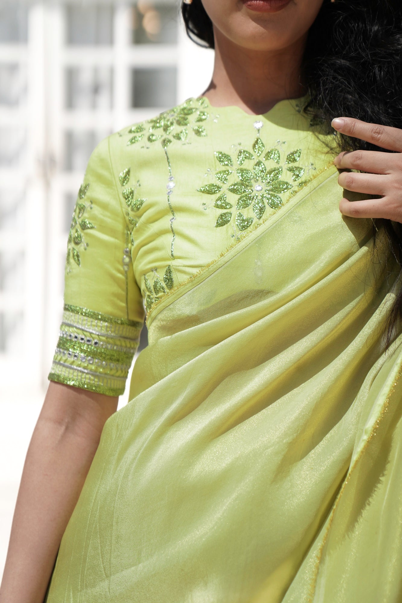 Kaccha Nimbu Tissue Silk Saree