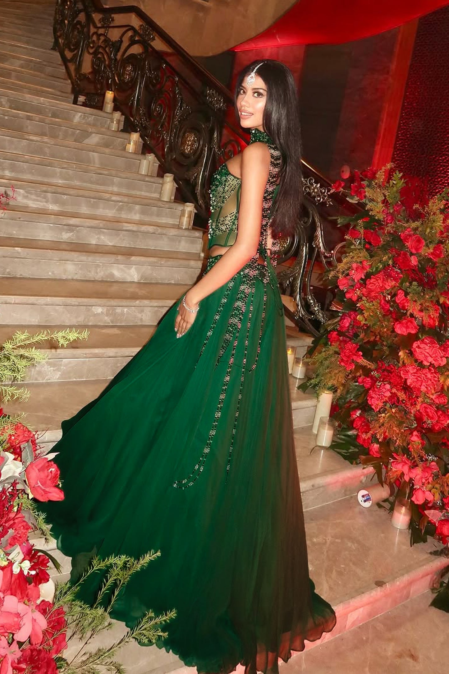 Emerald Green Corset Lehenga