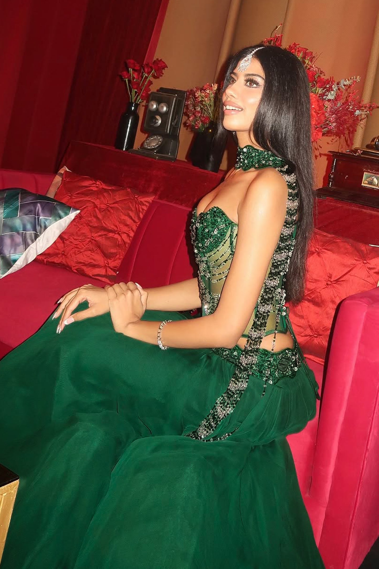 Emerald Green Corset Lehenga
