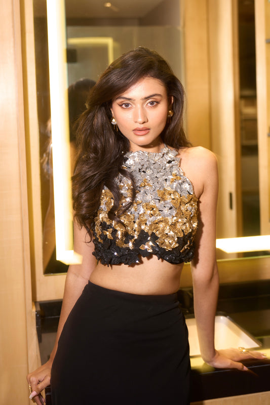 Janki Bodiwala in our 3D Flower Blouse & Mermaid Skirt