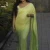 Lime Green Sequined Saree